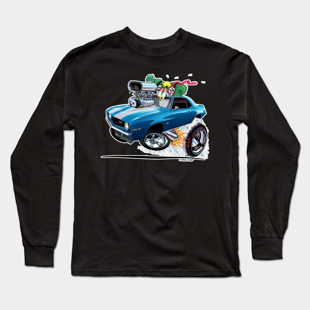 Z RATED 69 Camaro Blue Long Sleeve T-Shirt by vincecrain